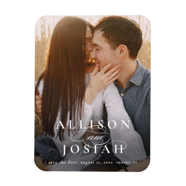 Magnet Flexible Photo de mariage à typographie classique pour Save (Vertical)