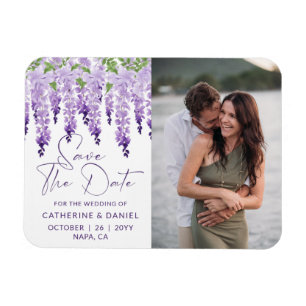 Magnet Flexible Photo de mariage au lilas wisteria aquarelle