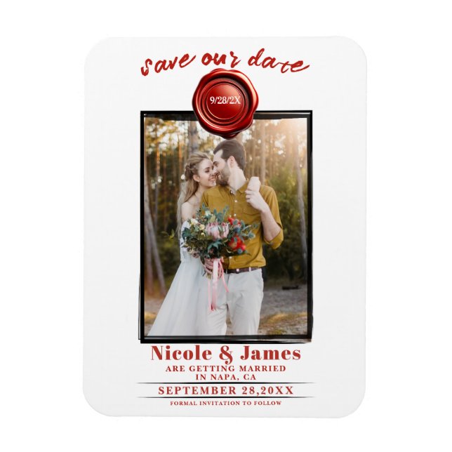 Magnet Flexible Photo de mariage avec sceau de cire rouge pour ann (Vertical)