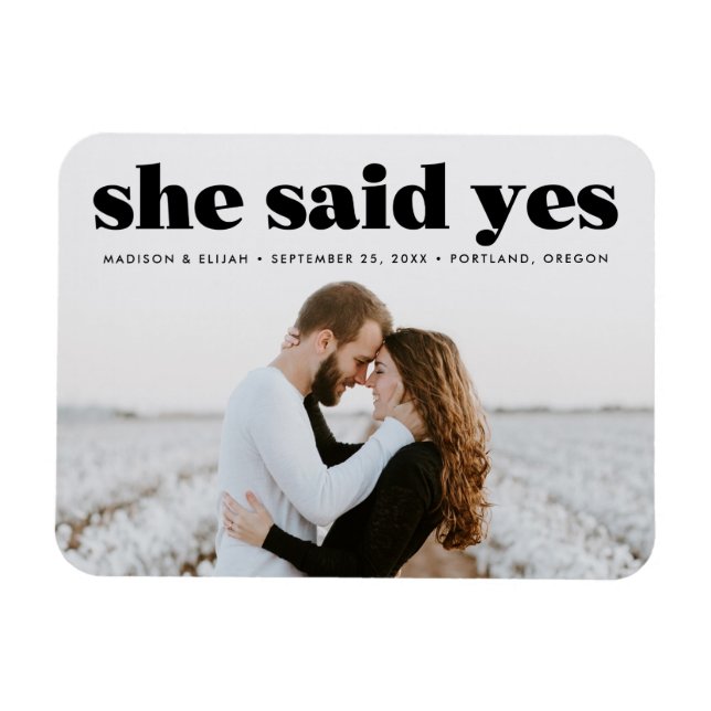 Magnet Flexible Photo de mariage avec une typographie noire et mod (Horizontal)