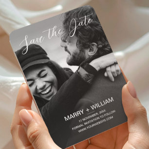 Magnet Flexible Photo de mariage Enregistrez la date Noir Minimali