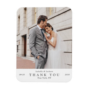 Magnet Flexible Photo de mariage minimaliste Amour & Merci Deux Ph