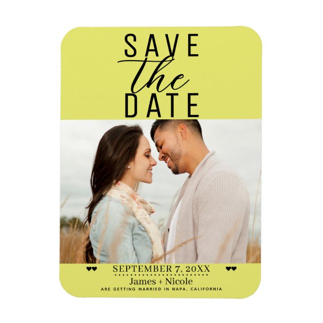 Magnet Flexible Photo de mariage moderne Chartreuse pour annoncer  (Vertical)