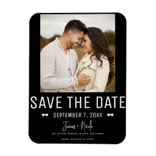 Magnet Flexible Photo de mariage moderne noir pour save the date