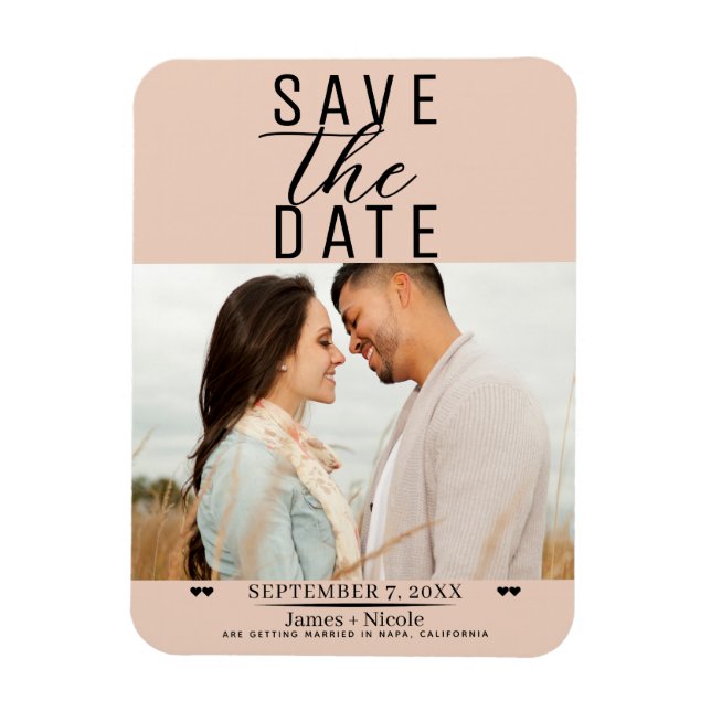 Magnet Flexible Photo de mariage Peach Save the Date (Vertical)