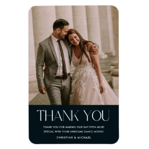 Magnet Flexible Photo de mariage préférée Merci Bleu marine