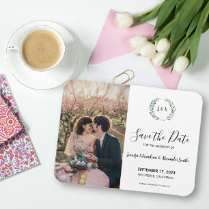 Magnet Flexible Photo de monogramme feuille rustique Enregistrer l