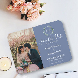 Magnet Flexible Photo de monogramme feuille rustique Save the Date
