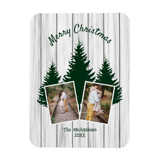 Magnet Flexible Photo de Noël rustique en forêt (Vertical)