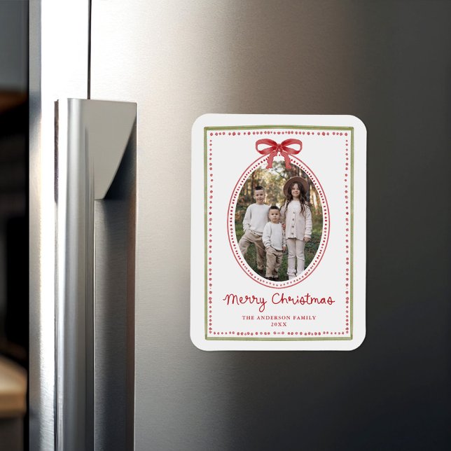 Magnet Flexible Photo de Noël vintage avec un nœud rouge (Créateur téléchargé)