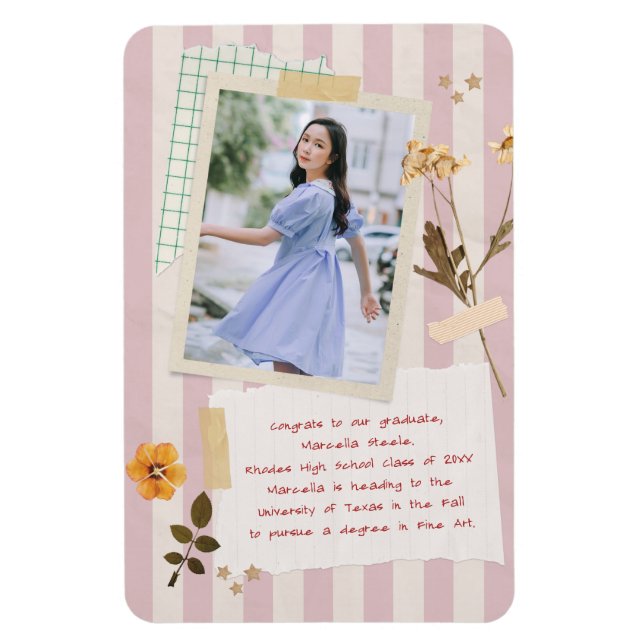 Magnet Flexible Photo de remise de diplôme de style scrapbooking a (Vertical)