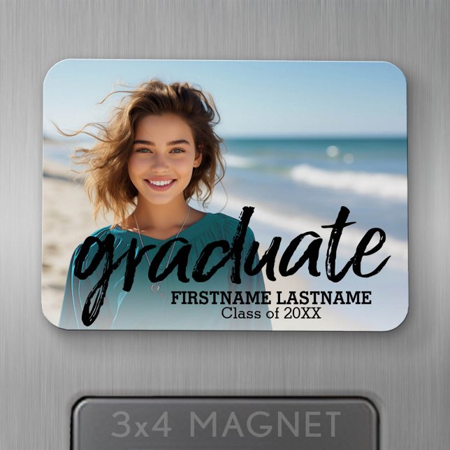 Magnet Flexible Photo de remise de diplôme tendance avec lettrage  (Personalized fridge magnet - add photos and custom text)