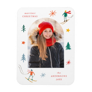 Magnet Flexible Photo de skieurs festifs