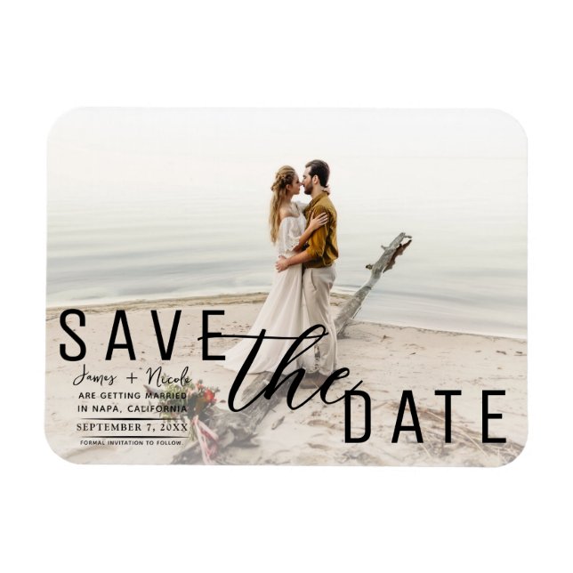 Magnet Flexible Photo de superposition blanche pour mariage "Save  (Horizontal)