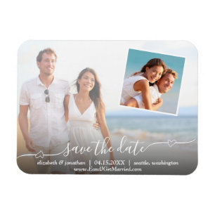 Magnet Flexible Photo Elegant Script avec Coeurs Moderne