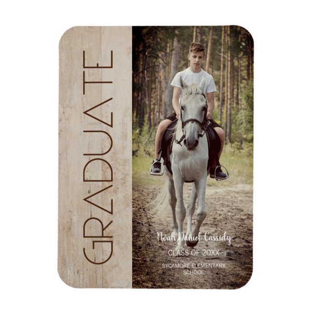 Magnet Flexible Photo en bois rustique moderne Unisex Graduation (Vertical)