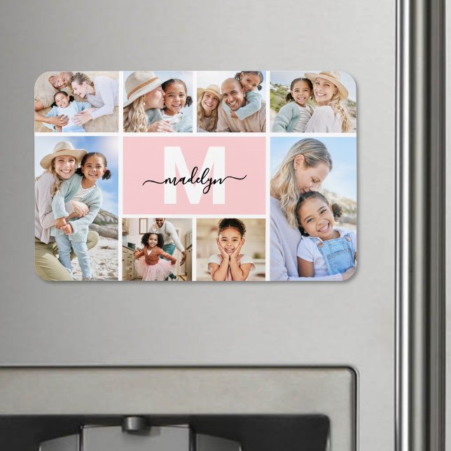 Magnet Flexible Photo en collage avec monogramme (Photo Collage Monogram Picture Magnet)
