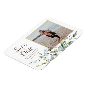 Magnet Flexible Photo Enregistrer la date   Flore d'aquarelle de c