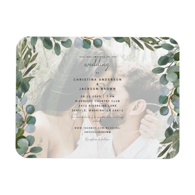 Magnet Flexible Photo Eucalyptus Faire-part de mariage (Horizontal)