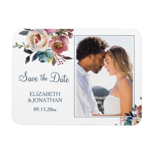 Magnet Flexible Photo Formelle Dusty Vin Bleu Bourgogne Floral