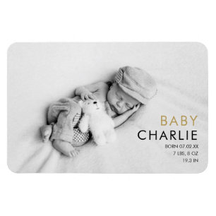 Magnet Flexible Photo Gold moderne Faire-part de naissance bébé