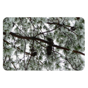 Magnet Flexible Photo hivernale sous le pin couvert de neige