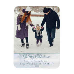 Magnet Flexible Photo Joyeux Noël Élégant Givre d'Hiver