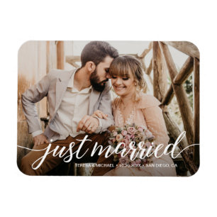 Magnet Flexible Photo Mariage juste marié Script Overlay