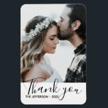 Magnet Flexible Photo Mariage Merci moderne<br><div class="desc">Merci moderne aimant photo mariage. Customisez-le avec votre photo de mariage préférée et laissez-vous profiter de votre photo sur leur frigo. @Miri Creations - Créé pour vous seulement avec vous en tête. Tous droits réservés.</div>