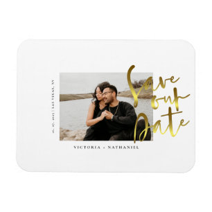 Magnet Flexible Photo Mariage Or Moderne Enregistrer l'aimant Date