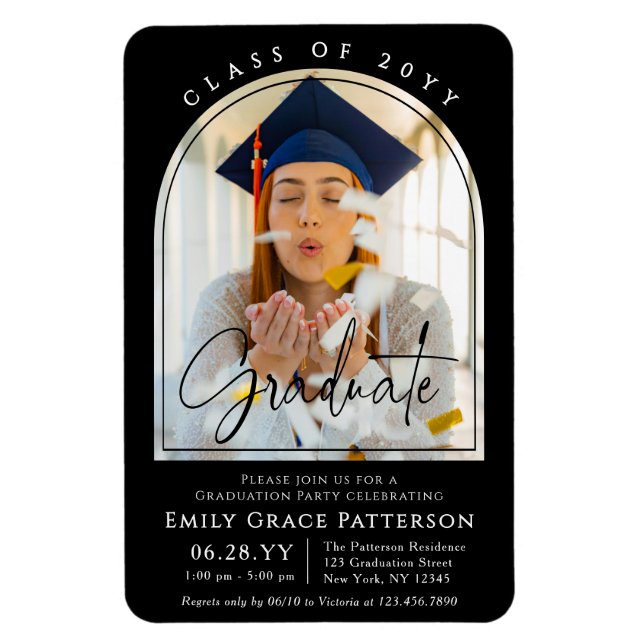 Magnet Flexible Photo Modern Arch Graduate Script Graduate Party (Vertical)