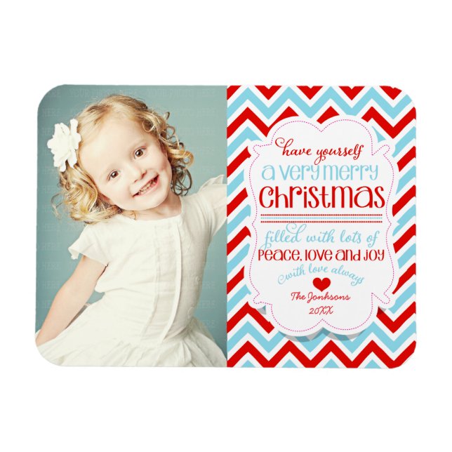 Magnet Flexible Photo moderne Chevron Joyeux Noël (Horizontal)