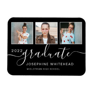 Magnet Flexible Photo moderne Collage de graduation 2022 Noir