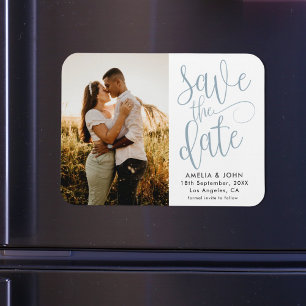 Magnet Flexible Photo moderne Dusty Blue Save the Date Mariage