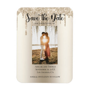 Magnet Flexible Photo Pailleté Moderne Engagement Sauvegarder Le