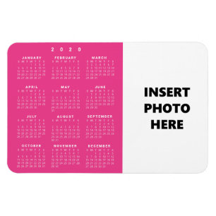 Magnet Flexible Photo personnalisée 2020   Calendrier magenta rose