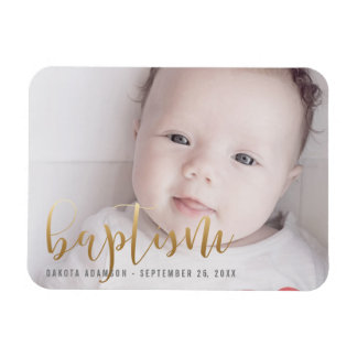 Magnet Flexible Photo personnalisée | Baptême Gold Calligraphie