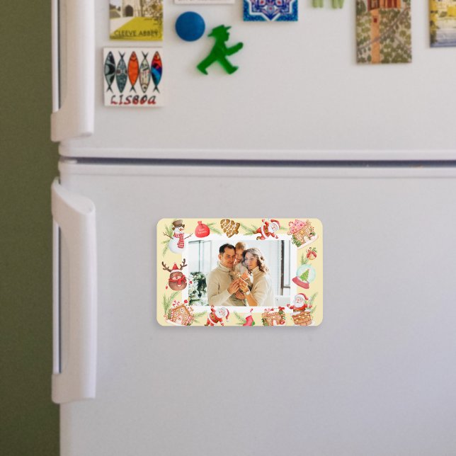 Magnet Flexible Photo personnalisée Maison en pain d'épices Père N (Custom Photo Sweet Santa Gingerbread House Magnet)
