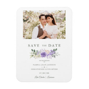 Magnet Flexible Photo Romantique aux tons violets Roses Mariage de
