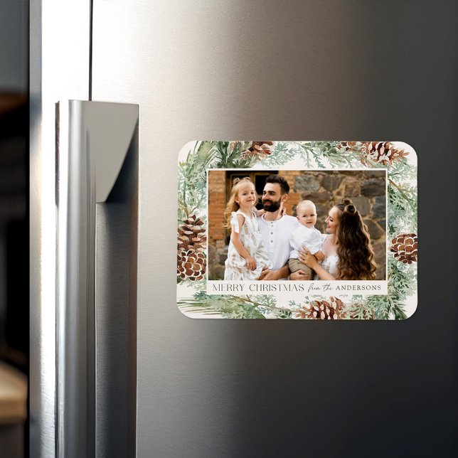 Magnet Flexible Photo Russe Watercolor Pine Cone Wreath Photo (Créateur téléchargé)