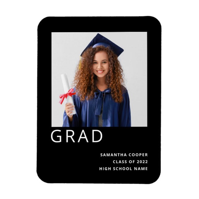 Magnet Flexible Photo simple 2022 Graduation Faire-part noir (Vertical)