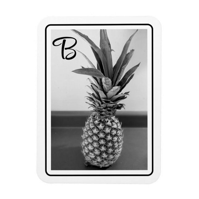 Magnet Flexible Photo simple d'un ananas avec une initiale unique (Vertical)