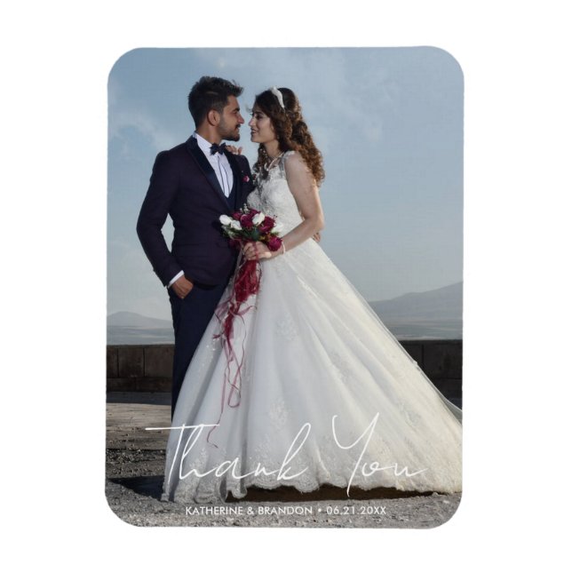 Magnet Flexible Photo simple Mariage Ajouter des noms et Merci de  (Vertical)