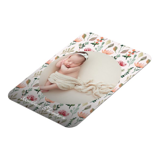 Magnet Flexible Photo & Simple White Text Unique Modern Keepsake  (Côté Gauche)