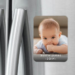 Magnet Flexible Photo & Simple White Text Unique Modern Keepsake<br><div class="desc">Celebrate the simple joys of family with a custom photo magnet. All text is easy to customize for any occasion. Design features a modern minimalist layout, vintage inspired art deco typography, and one favorite picture of your choice. This template is set up for a baby, but can easily be customized...</div>