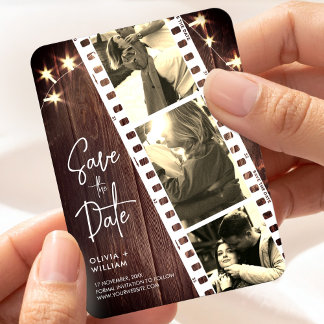 Magnet Flexible Photo Strip Wedding Save the Date Favor Rustic