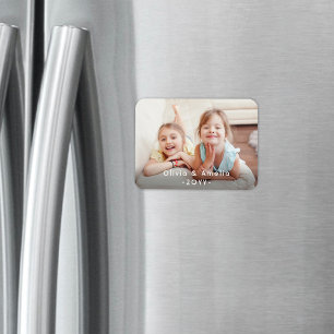 Magnet Flexible Photo & Typographie Blanche Simple Vintage  Objet 