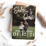 Magnet Flexible Photo Wedding Enregistrer l'aimant Date | Faux Vel<br><div class="desc">Minimaliste enregistrer l'aimant de date avec une superposition de vellum faux. Cette simple mais élégante sauvegarde la date est parfait comme un aimant!</div>