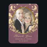 Magnet Flexible Photo Wedding Thank You Favor<br><div class="desc">Chic,  moderne,  élégant purple wedding thank you favor magnet,  with gold art-deco heart and custom photo of the couple.</div>