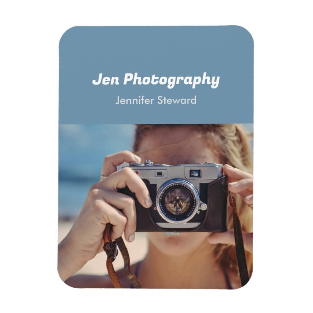 Magnet Flexible Photographe bleu sur mesure (Vertical)